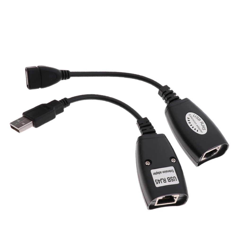 2Pair USB2.0 to RJ45 Lan Extension Cable Network Extender Adapter Amplifier 