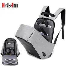 HeloFrn Laptop Backpack Men Fashion Bag Anti Theft Male Bagpack USB Charging Women Backpack Travel Oxford Gray Black Mochila