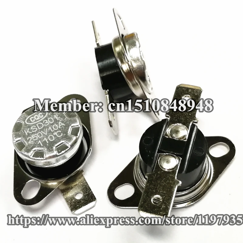 

KSD301 Thermostat temperature switch 110 degrees 250V 10A 110 degrees