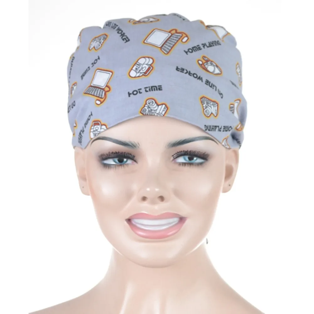 Lab Doctor Nurse Scrub Medical Caps 100 cotton adjustable flowers