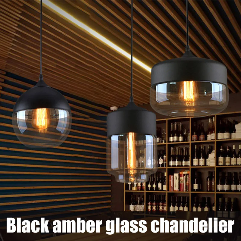 

Black Amber Glass Chandelier Geometric Glass Dining Room Chandelier #2