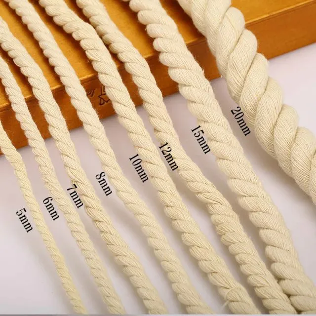 Cotton Rope Three strands of cotton rope hand DIY thick rice white braided decorative