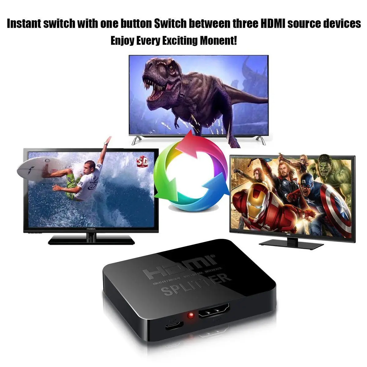 HDMI1 in 2 out 1080p 4K 1x2 3D сплиттер усилитель сигнала мощности