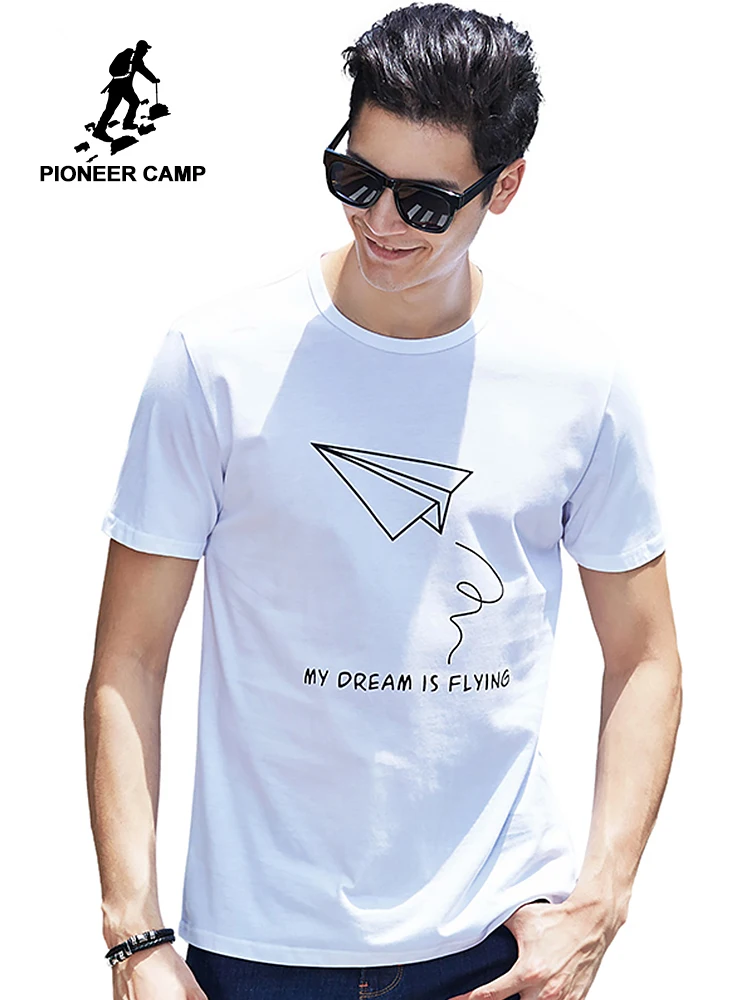 

Pioneer camp new short sleeve t shirt men brand clothing casual 100% cotton printed t-shirt for men breathable tees male 522028