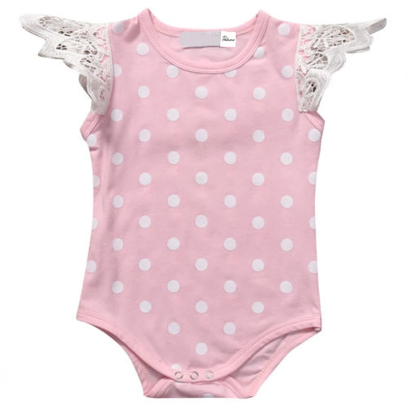 Cute Newborn Baby Girl Rompe Polka Dot Ruffles Skirted Lace Rompers