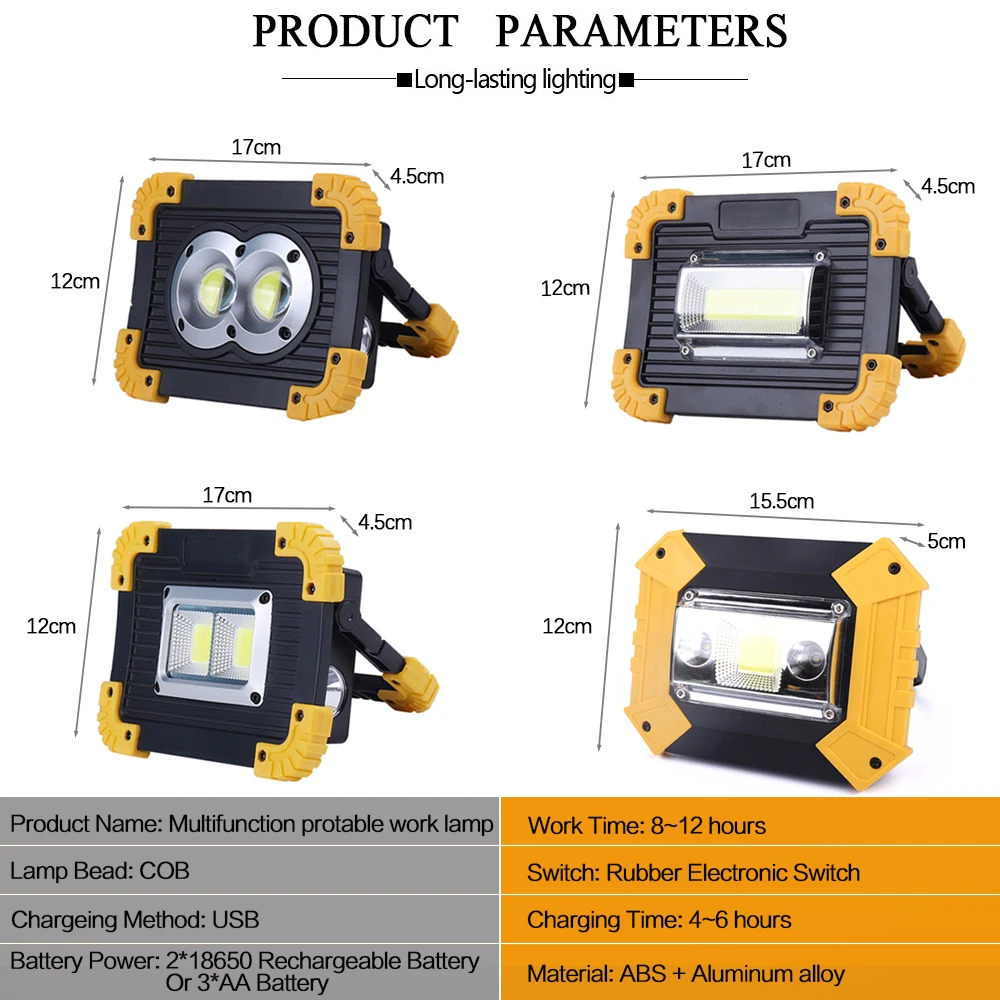 Günstig 100W Led Tragbare Scheinwerfer 6000lm Super Helle Led Arbeit Licht Wiederaufladbare für Outdoor Camping Lampe Led Taschenlampe durch 18650