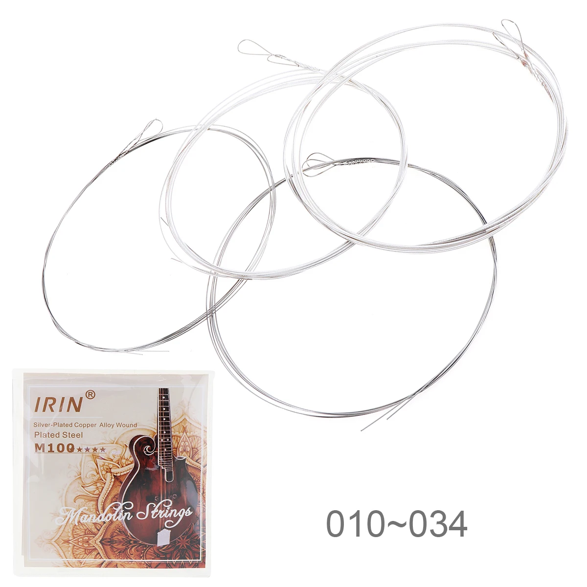 

IRIN 4pcs/set Mandolin String 010-034 Inch Silver-Plated Copper Alloy with Full Bright Tone