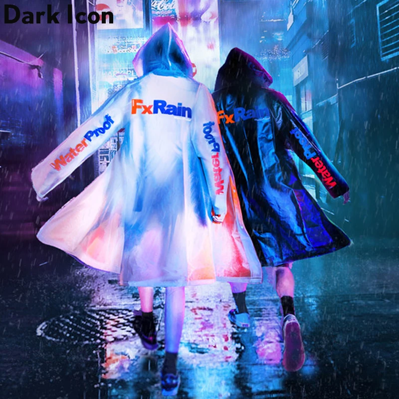 Мужская и Женская водонепроницаемая куртка с капюшоном Dark Icon черная белая