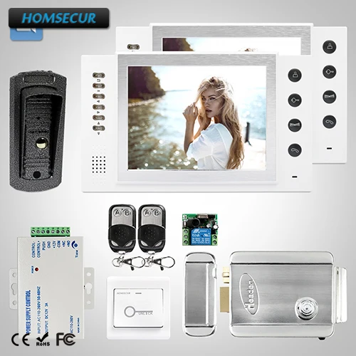 HOMSECUR 8" Wired Video Door Entry Security Intercom Electric Lock Supported TC041 + TM801R-W