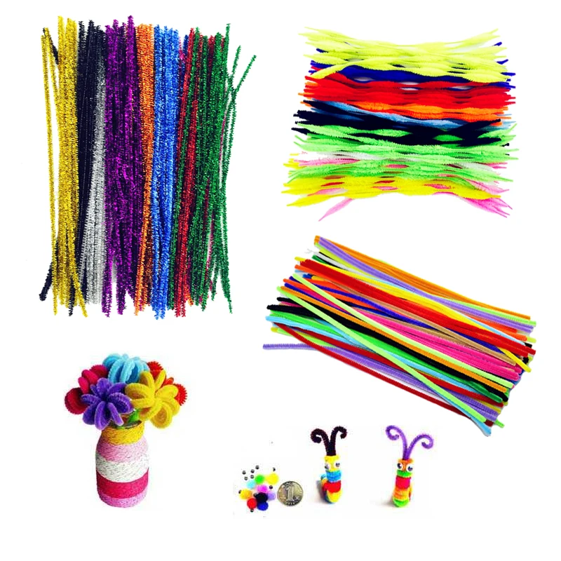 100Pcs/lot DIY Chenille Stem Crafts Kids Handmade Handicraft Twist Rod Braiding Wire Children Kid Plush Educational Toys | Игрушки и