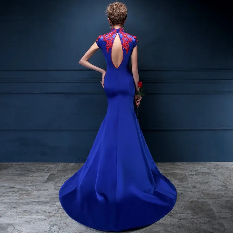 Royal blue Mermaid oriental styled dress (4)