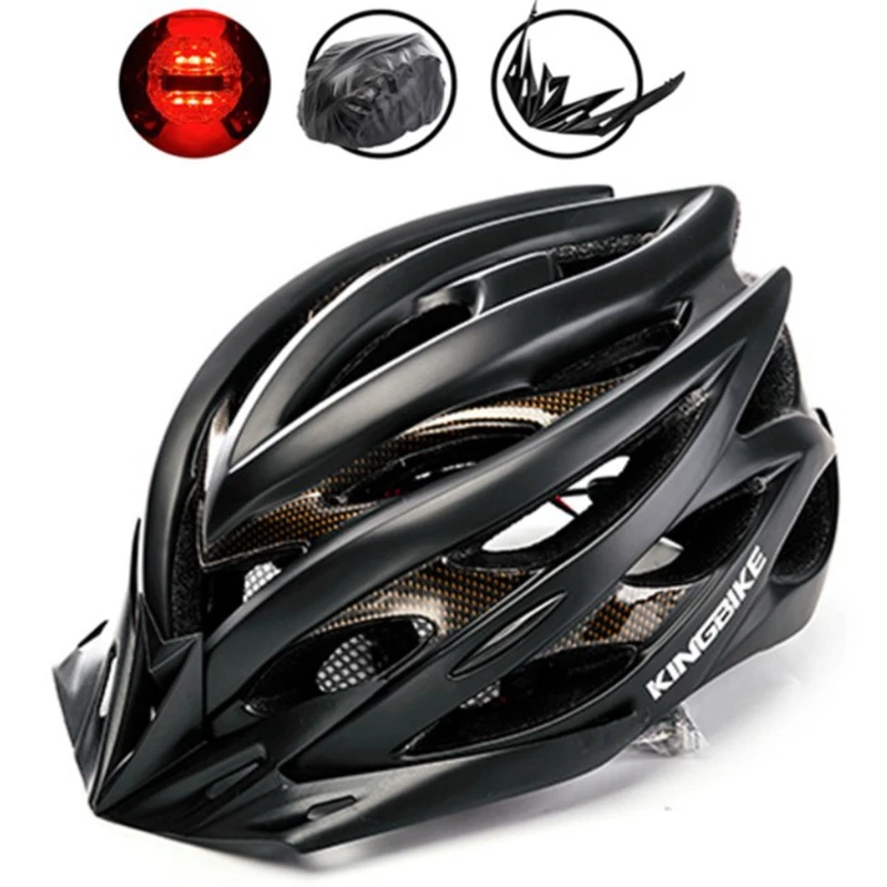 KINGBIKE Bicycle Helmets Matte Black Men Women Bike Helmet Back Light