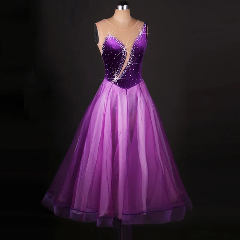 

waltz Tango standard flamenco girls ballroom competition dresses skirts purple dance wear costumes women rumba china jurk woman