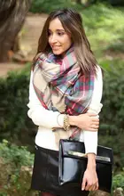 Lady Women Blanket Oversized Tartan Scarf Wrap Plaid Checked Pashmina