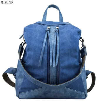 

MIWIND 2017 NEW arrival Vintage Bag Cotton Canvas Backpack Preppy Style Men and Women Unisex Backpack Casual Schoolbag TJM857