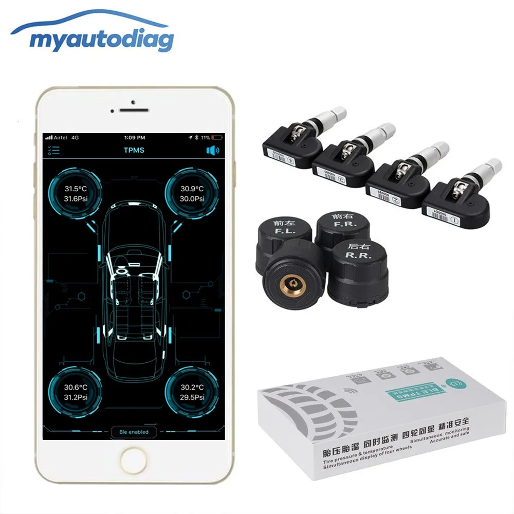 BLE Беспроводная Bluetooth 4 0 Автомобильная TPMS система контроля давления в шинах для iOS