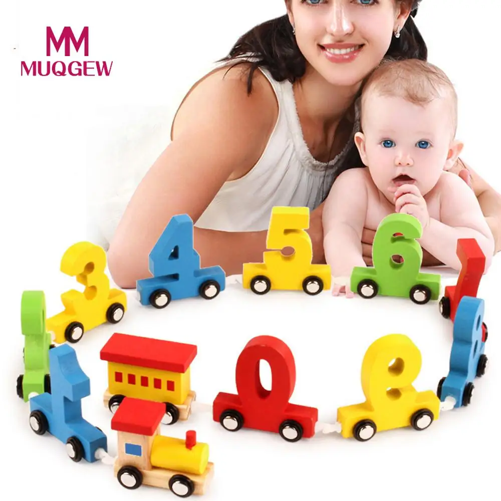 Kids Baby Wooden Train Wooden Number Learning Educational Toy Kids Baby Wooden education baby toys Children Christmas Gift