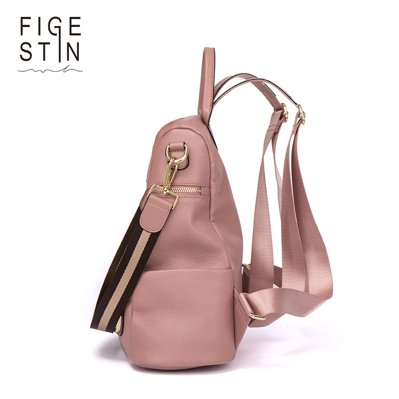 Женский рюкзак из натуральной кожи, женские рюкзаки, школьная сумка в розовую полоску, Многофункциональная Кожаная сумка для книг