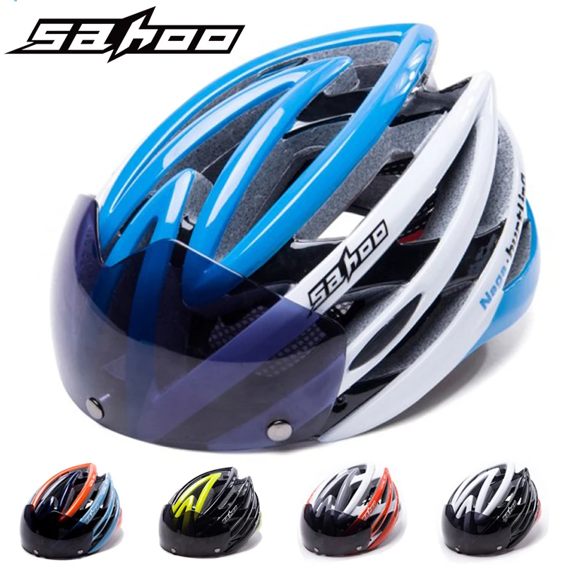 Clearance! SAHOO Cycling Helmet Ultralight Bicycle Helmet With Goggles Mountain Road