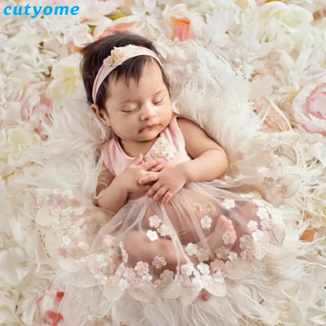 Cutyome newborn baby girls embroidered floral dress sleeveless princess costume party dresses clothes newborn photography props Cutyome newborn baby girls embroidered floral dress sleeveless princess costume party dresses clothes newborn photography props