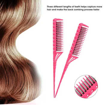 

3-Row Teeth Teasing Comb Detangling Brush Rat Tail Comb Adding Volume Back Coming Hairdressing Combs Hot Hair Brush