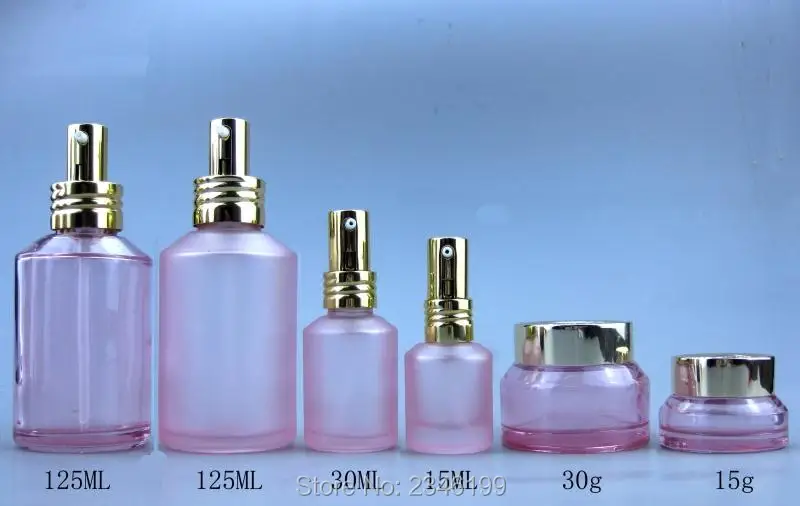 15ML 30ML Pink Lotion Bottles With Glod Head 15g 30g Cosmetic Packaging