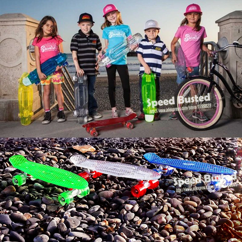 Новый стиль Peny скейтборд светодиодные фонари полный 22 &quotРетро Cruiser mini longboard с