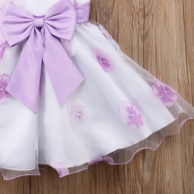 Pudcoco/Детское платье принцессы для маленьких девочек; наряды с цветочным принтом и бантом на поясе; праздничные платья без рукавов для подружки невесты на свадьбу и день рождения