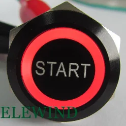 

ELEWIND 22mm BLACK aluminum Ring illuminated push button with START symbol(PM221F-11E/R/12V/A with 'START' symbol)