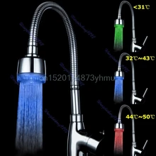 Temperature Sensor 3 Color Change RGB LED Light Water Tap Faucet Glow Shower A11 #L057# new hot