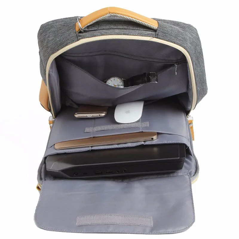 Gearmax portátil mochilas para 15,6 de 17,3 pulgadas/azul/Color gris de lona impermeable Mochila De Cuero genuino de la bolsa para Macbook portátil - 5