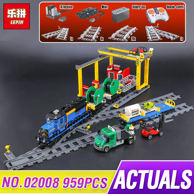 

Lepin 02008 959Pcs City Series The Cargo Train Set 60052 Model Remote Control Building Blocks Bricks Toys for Children Gifts