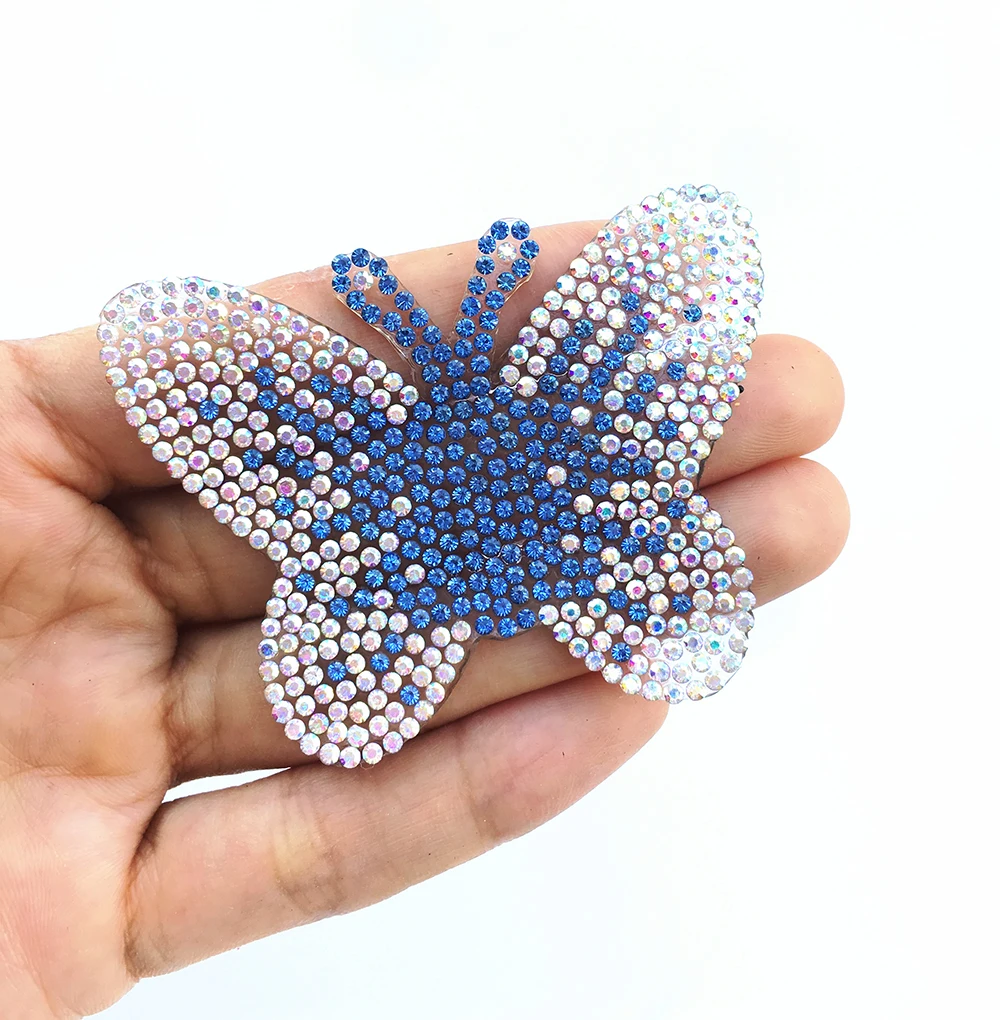

Sparkling Rhinestone Butterfly Pattern Clothes Patches Fashion Sequined DIY Appliques Bling Iron-on Patches