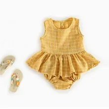 Детская одежда для маленьких девочек Мягкое хлопковое платье-топ+ короткие штаны комплект одежды из 2 предметов для маленьких девочек, летняя одежда с цветочным рисунком для девочек