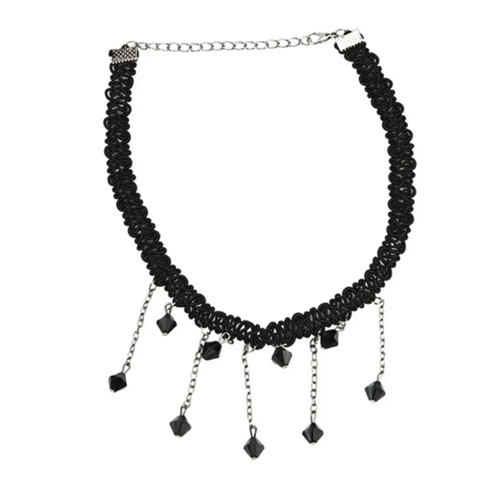 Готическое бархатное кружевное ожерелье Харадзюку для девочек, колье с круговыми кругами, ожерелье в стиле панк, ажурный кружевной воротник, колье для женщин, подарки