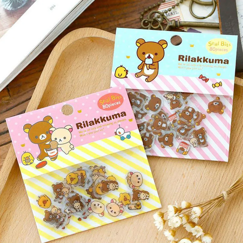 80 шт./упак. мини клейкие наклейки Rilakkuma прозрачная наклейка из ПВХ DIY альбом