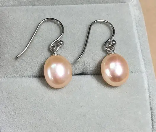 

a pair 11-132 south sea gold pink pearl dangle earring silver