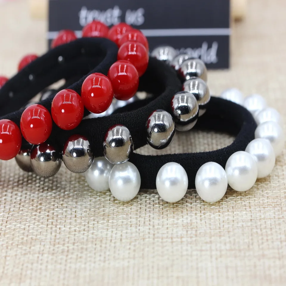 

isnice Imitation pearls hair accessories wholesale hair bands high quality hair ornaments red ball black headwear for women