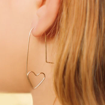 

Heart Shape Earrings Handmade 925 Silver Jewelry Gold Wrap Largos Brincos Vintage Pendientes Earrings For Women Oorbellen