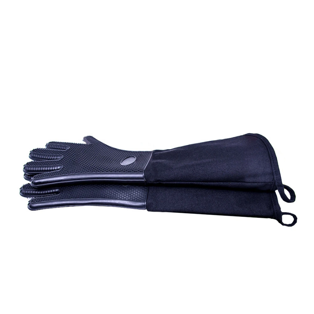 AIHOME черные силиконовые длинные сотовые перчатки кухонные прихватки для духовки анти-горячие анти-скользкие перчатки для барбекю теплоизоляция