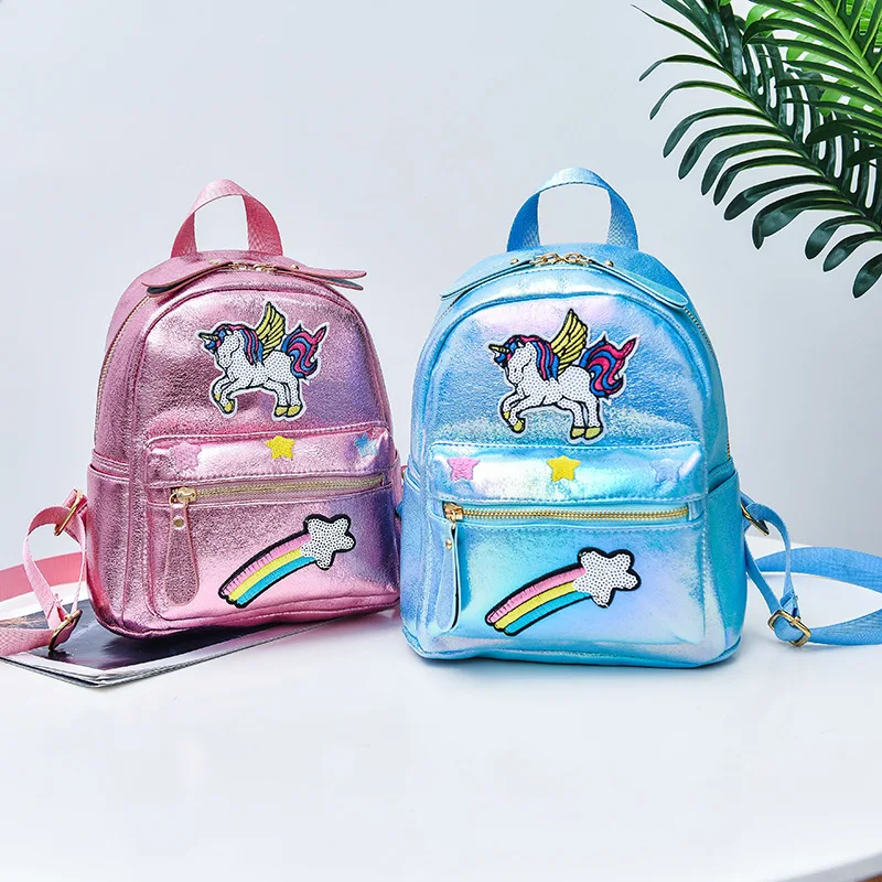 

Fashion Backpack Cartoon Unicorn Embroidery Backpack Laser Sequin Lovely Pink School Bags for Teenage Girls Travel Bag