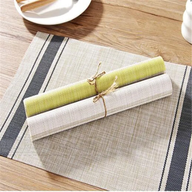 

Chic Heat Resistant PVC Kitchen Dinning Stripe Table Placemats For Table Mat Manteles Doilies Cup Mats Coaster Pad 45*30cm