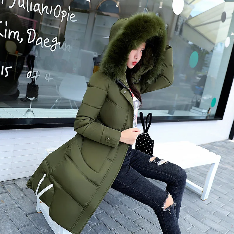 2018 Parkas Women Winter Coats Casual Fashion Winter Women Parka Overcoats Ladies Slim Long Jackets Coat Black Green Gray MDR107
