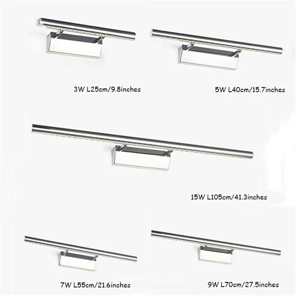 

Modern Stainless Steel LED front mirror light bathroom makeup wall lamps led vanity toilet wall mounted sconces lighting fixture