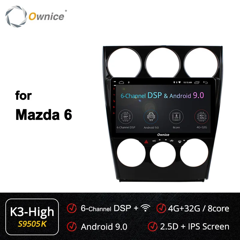 Ownice K1 K2 K3 K5 K6 8 ядерный Android 8,1 2DIN автомобильный DVD gps для Mazda 6 2006- авто радио плеер 360 панорама DSP 4G LTE - Цвет: S9505 K3-High