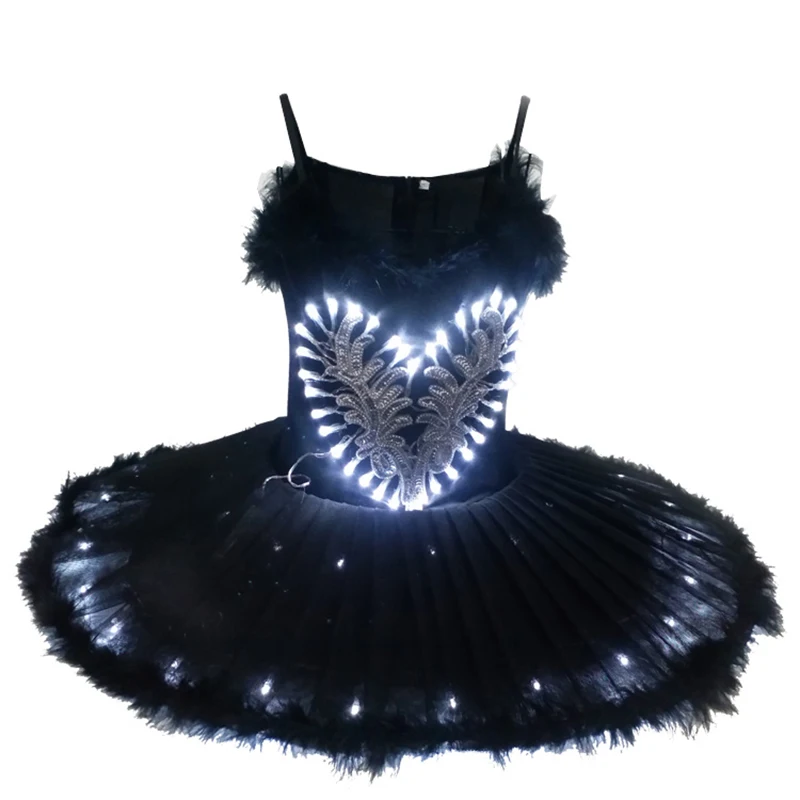 

New LED luminous Black Ballet Skirt Performance clothes Adult fluorescent dance skirt Costume Starry skirt LED lantern dance