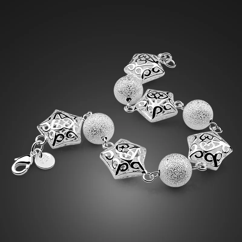 

New style hollow-carved star bracelet 100% solid 925 silver bead bracelet for women wholesale silver bracelet jewelry gifts