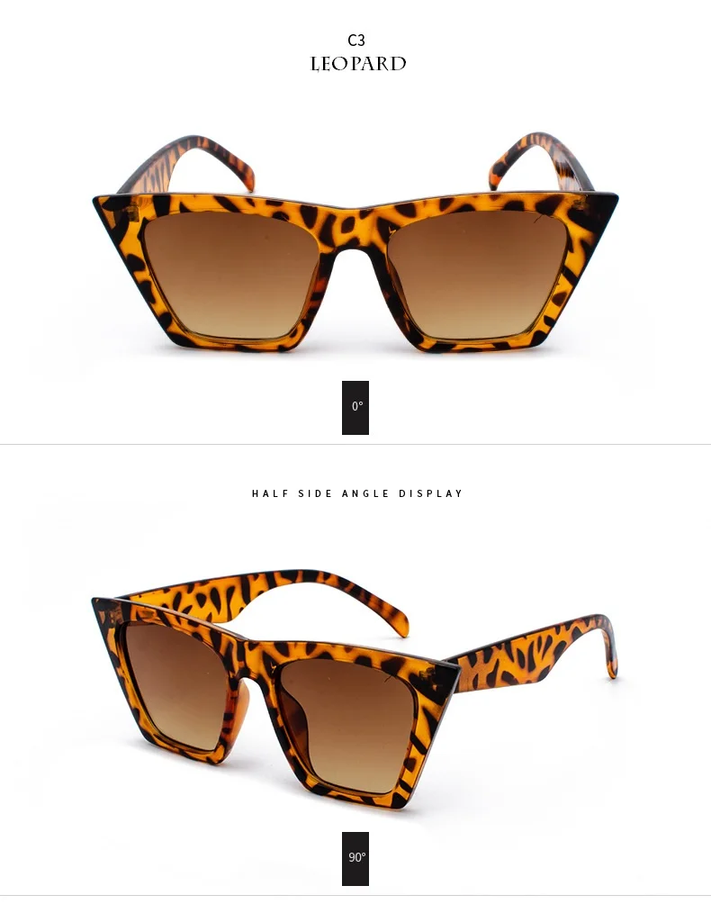 Для женщин большая затененная оправа солнцезащитные очки Квадратные Брендовая Дизайнерская обувь Винтаж Для мужчин, кошачий глаз, модные