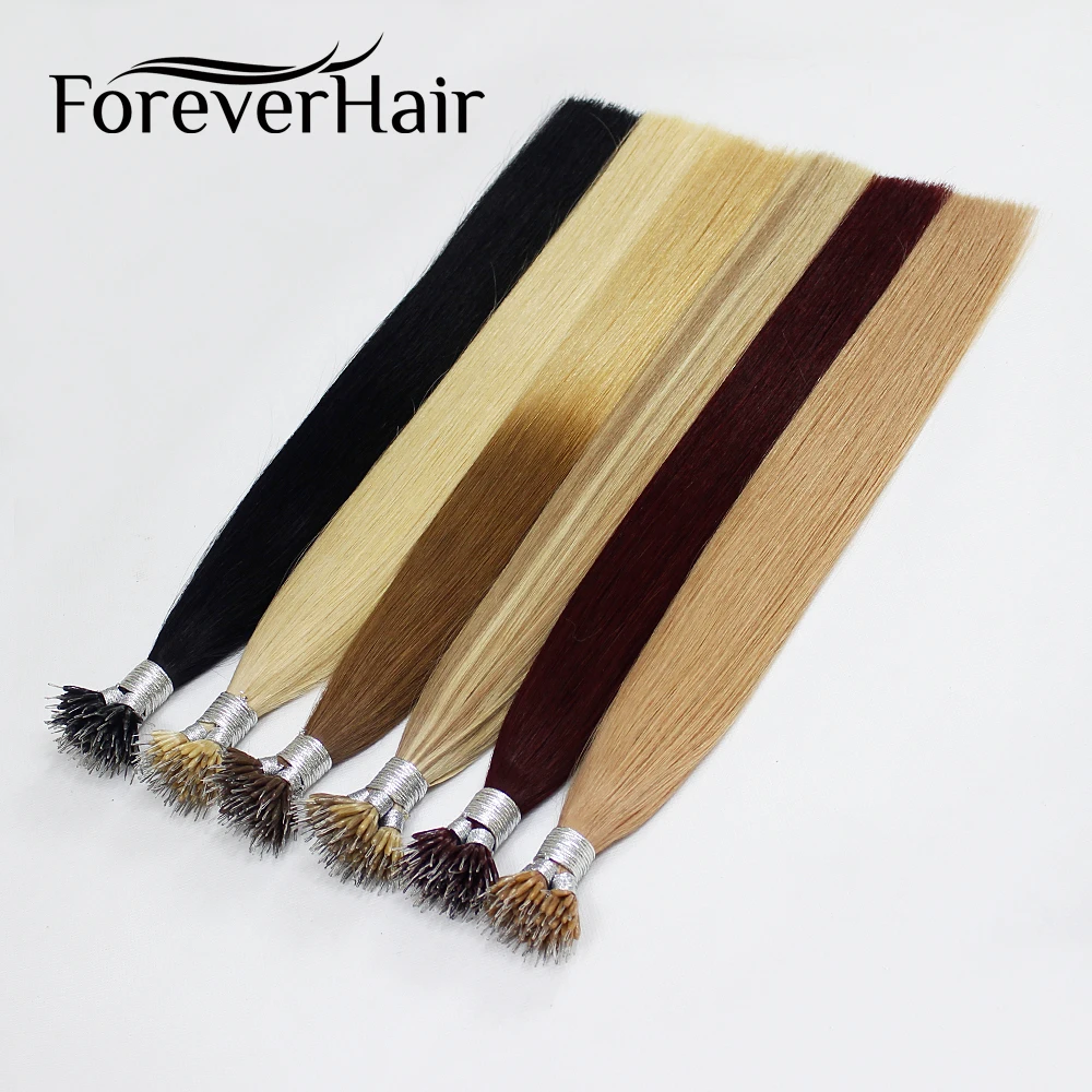 FOREVER HAIR Nano Ring Hair Remy человеческие волосы для наращивания 0,8 г/локон 1" 18" 2" платиновый блонд европейские микро бусины 50 штук