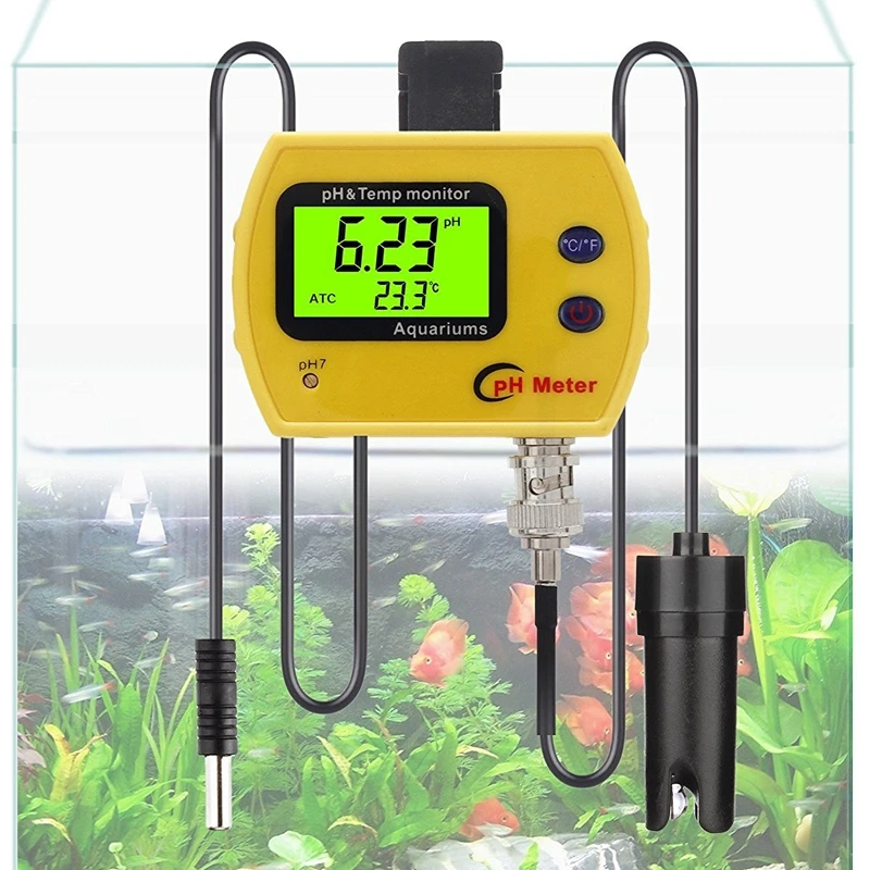 PH & Temperature Meter Water Quality Monitor Tester Aquarium Acidimeter Analyzer 